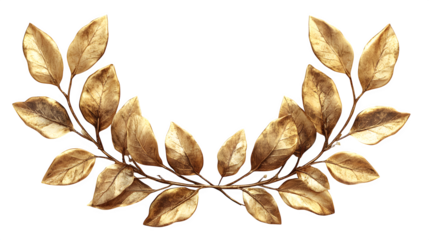 Gold laurel wreath isolated on white background, HD, realistic