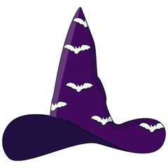 Fototapeta premium Illustration of Halloween Witch Hat. Isolated Vector Element in Spooky Cartoon Style.