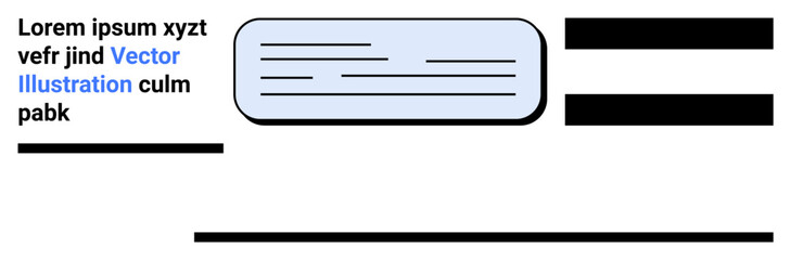 Obraz premium Text block, highlighted rectangular element, and horizontal black lines creating a structural design. Ideal for branding, corporate design, presentations, posters, web themes, infographics