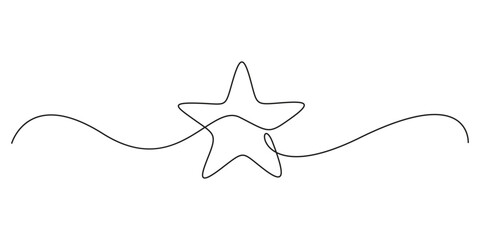 Star icon line continuous one line drawing. Single line star icon vector illustration © MD