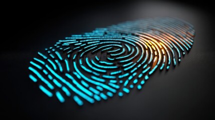 Vibrant fingerprint lighting up the payment zone indicating safety and security in financial transactions