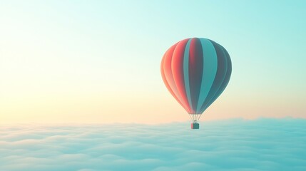 Obraz premium Hot air balloon floats above clouds at sunrise