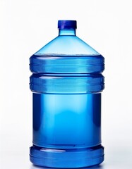 Blue gallon bottles with white background.