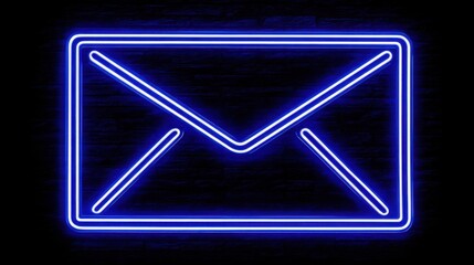 Fototapeta premium Neon blue email envelope radiating energy and modernity as a representation of effective digital communication