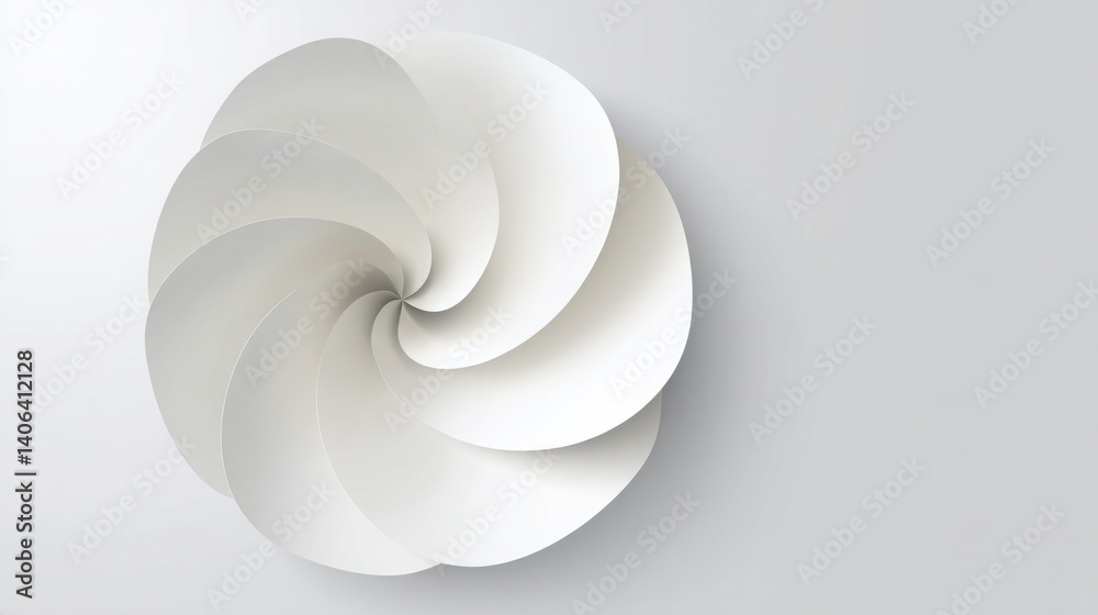 Poster artistic white spiral object captured in a dynamic pose creating a stunning visual effect of movemen