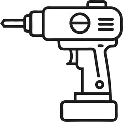 Cordless Drill Line Icon. Editable Stroke Vector Icon. Work Tool, Repairing, Screwdriver, Equipment.