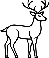 Deer outline silhouette vector illustration isolated on transparent background