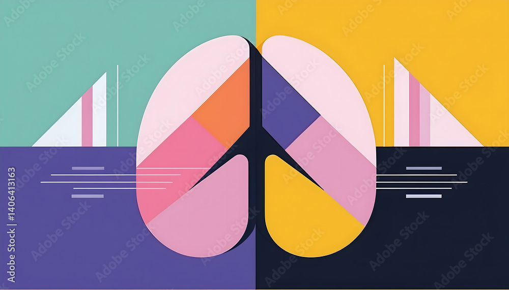 Poster abstract geometric design with vibrant colors and shapes