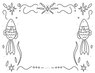 手描きの綺麗なお魚フレーム