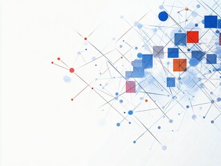 Abstract Geometry with Colorful Shapes and Lines on Light Background