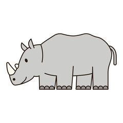 RHINOCEROS wild animal cute icon kawaii style illustration safari clean flat vector simple outline doodle drawing  isolated element sticker kiddy decorative 