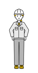 全身のポーズ_シンプルな作業員の女性15