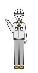 全身のポーズ_シンプルな作業員の女性17
