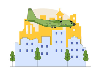 Fototapeta premium Aircraft illustration. Modern transportation illustration. City vehicle concept. Flat vector illustration.