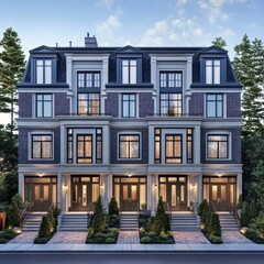 Naklejka premium Elegant four-story townhouses