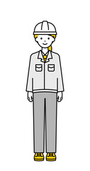 全身のポーズ_シンプルな作業員の女性01