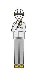 全身のポーズ_シンプルな作業員の女性10