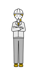 全身のポーズ_シンプルな作業員の女性11