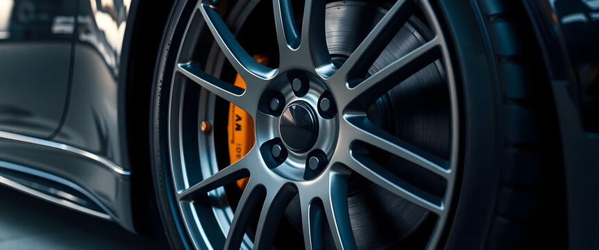 close up of a black car tire