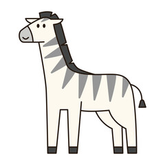 ZEBRA wild animal cute icon kawaii style illustration safari clean flat vector simple outline doodle drawing  isolated element sticker kiddy decorative 