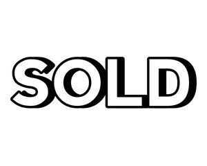 Sold text illustration 3d on transparent background for design elements business concept
