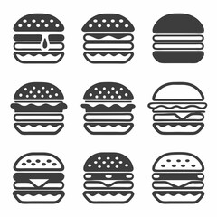 Mixed Style Burger Icon Set in Vector Format.