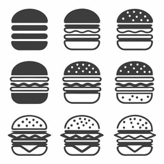 Mixed Style Burger Icon Set in Vector Format.