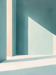 Abstract Geometric Shapes in Teal Peach and White