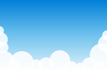 半透明の円を重ねて入道雲を表現したシンプルなグラデーションの青空のフレーム