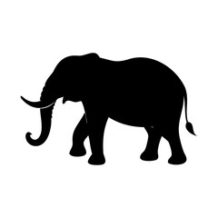 Fototapeta premium Elephant vector black silhouette isolated on transparent background