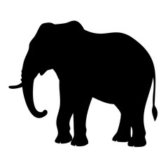 High-Quality Black Elephant Silhouette Vector on Transparent Background
