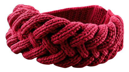 Cozy Knitted Headband: A close-up view showcases a meticulously crafted, richly textured knitted headband in a vibrant hue, radiating warmth and artisanal elegance.