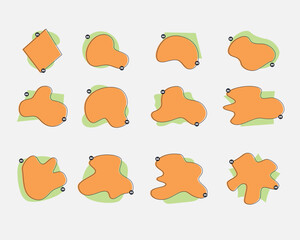 Collection of abstract, organic shapes in orange and light green.