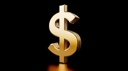 Gold dollar symbol on black background.