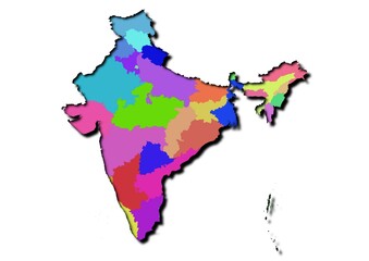 High-resolution illustration of the map of India, showcasing the complete geographical shape of the country