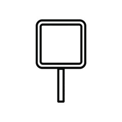 Obraz premium Blank Square Signboard with Rounded Corners, on a Stick, Line Art, Transparent