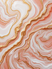 Obraz premium Elegant abstract art. Swirling peach, gold, and white create a luxurious marble effect. Perfect for modern design projects.