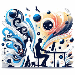 Obraz premium Abstract and artistic vector file of a romantic couple