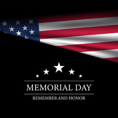 Memorial Day Celebration Design with American Flag Illustration.