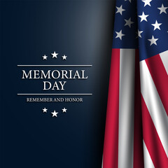 Memorial Day Celebration Design with American Flag Illustration.