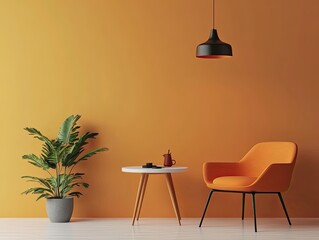 Modern Minimalist Orange Living Room Interior Design