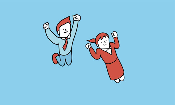 勢いよくジャンプして飛び降りるビジネスマン・就職活動生のイメージイラスト