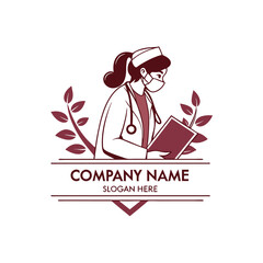 Obraz premium Female doctor holding medical records, surrounded by leaves