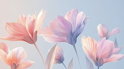 Fototapeta premium Pastel Pink and Peach Blossoms Soft Focus Floral Background