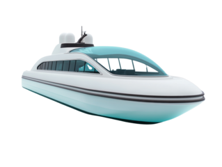 Luxury yacht design ocean setting cutout background entertaining environment wide angle view modern aesthetics