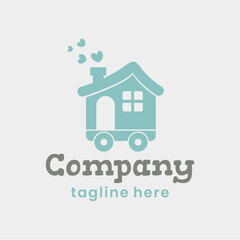 House Train Kids Play Logo Design