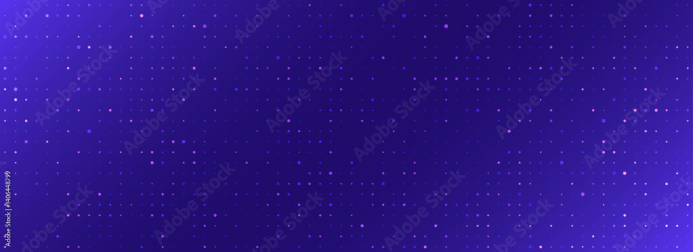 Poster bright glowing pixel dot pattern. purple color mosaic pattern backdrop. abstract neon grid wallpaper