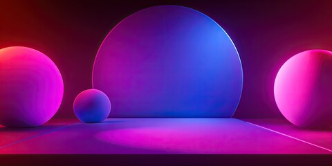 Obraz premium Pink and Blue Neon Spheres on Dark Background
