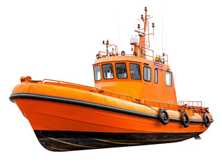 Fototapeta premium Rescue action tugboat on cutout background marine environment high-quality image for graphic use