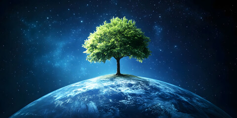 Tree on Earth, Night Sky: Nature's Beauty